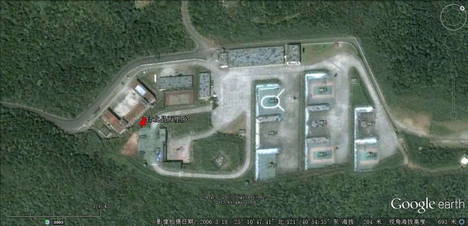 谷歌地图上的台湾爱国者导弹基地。