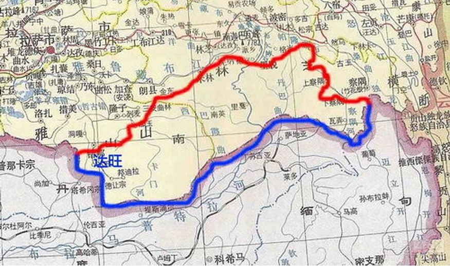 在中国印制的地图上，西藏南部有一片地区只标志寥寥无几的城镇地名。不了解情况的中国人如果想去那一带走走，离很远就会被边防军挡住，印度军队就在对面。他们会发现那片地区事实上只在中国地图上属于中国。