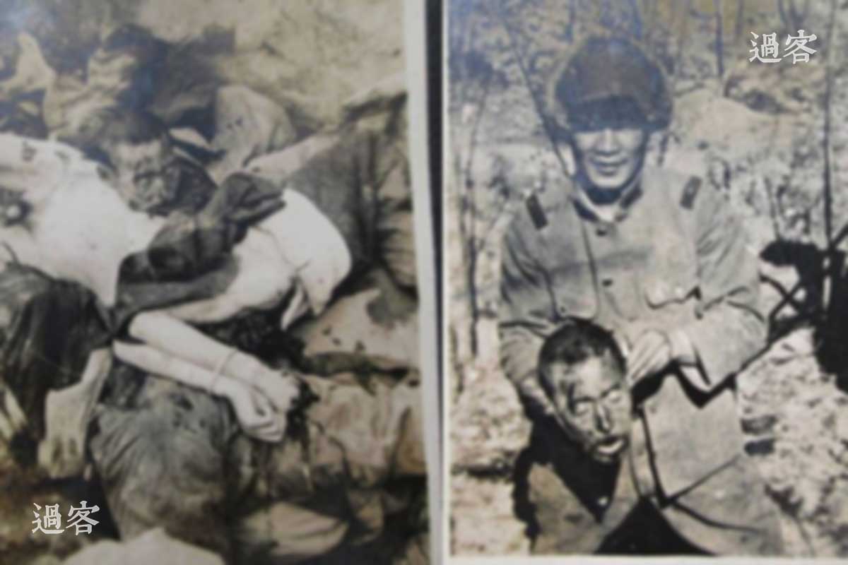 （怕引起网友不适，所以模糊处理了一下）请仔细看两张照片中受害者的头颅，两颗头的发际线极为相似，左侧（脸的右侧）眉骨外有一道血痕，而且面部其他特征也非常相近，所以基本能够断定这两颗头颅是同一位受害者的。首先，我们先来推测这位受害者究竟是军人还是平民，其次，我们来推测他遇难的时间。（来源：网易新媒体）