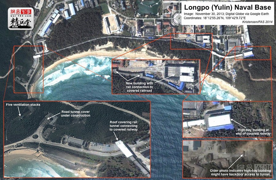 值得关注的是，解放军为海南岛航母基地建设了完善的配套设施。在地下洞库中，至少有三四座大型弹药库正在建设之中；在岸上，配套的飞行员宿舍、司令部大院也在建设之中。其中飞行员宿舍与青岛“辽宁”号基地的宿舍相似，大约有12栋楼。（来源：网易综合）