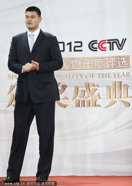 2013年1月19日晚7点30分，“2012CCTV体坛风云人物”颁奖盛典在国家体育馆举行。孙杨、叶诗文分获最佳男女运动员，姚明获评委会大奖。