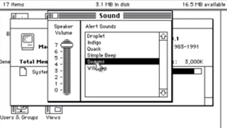 Mac的提示音设置中有一个名为“Sosumi”的声音，发音与“有本事告我（So Sue Me）”相似，是为了纪念由披头士乐队建立的苹果唱片公司在1978年起诉苹果侵犯其商标专有权的官司。其实这个声音是1991年吉姆·里夫斯（Jim Reeves）制作的“xylophone”的小样，如今xylophone仍然是Mac和iOS设备中的可选提示音。 