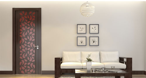 2011经典上市产品，门底层大胆使用中国红玻璃，将传统中式的风格与现代时尚元素相结合，荣获第六届我最喜爱的中国居室门设计大奖赛优化结构设计金奖。（来源：网易家居）