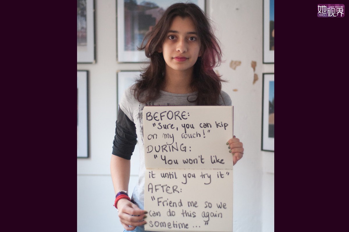 强奸之前：“你当然可以在我沙发上睡觉。”强奸中：“你试试就会喜欢了。”强奸之后：“跟我交朋友吧，这样我们还能什么时候再来一次。”