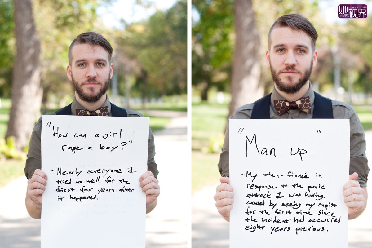 左：“女孩怎么可能强奸男孩？”这是在事情发生后的头四年里，几乎所有我尝试告知的人的反应。右：