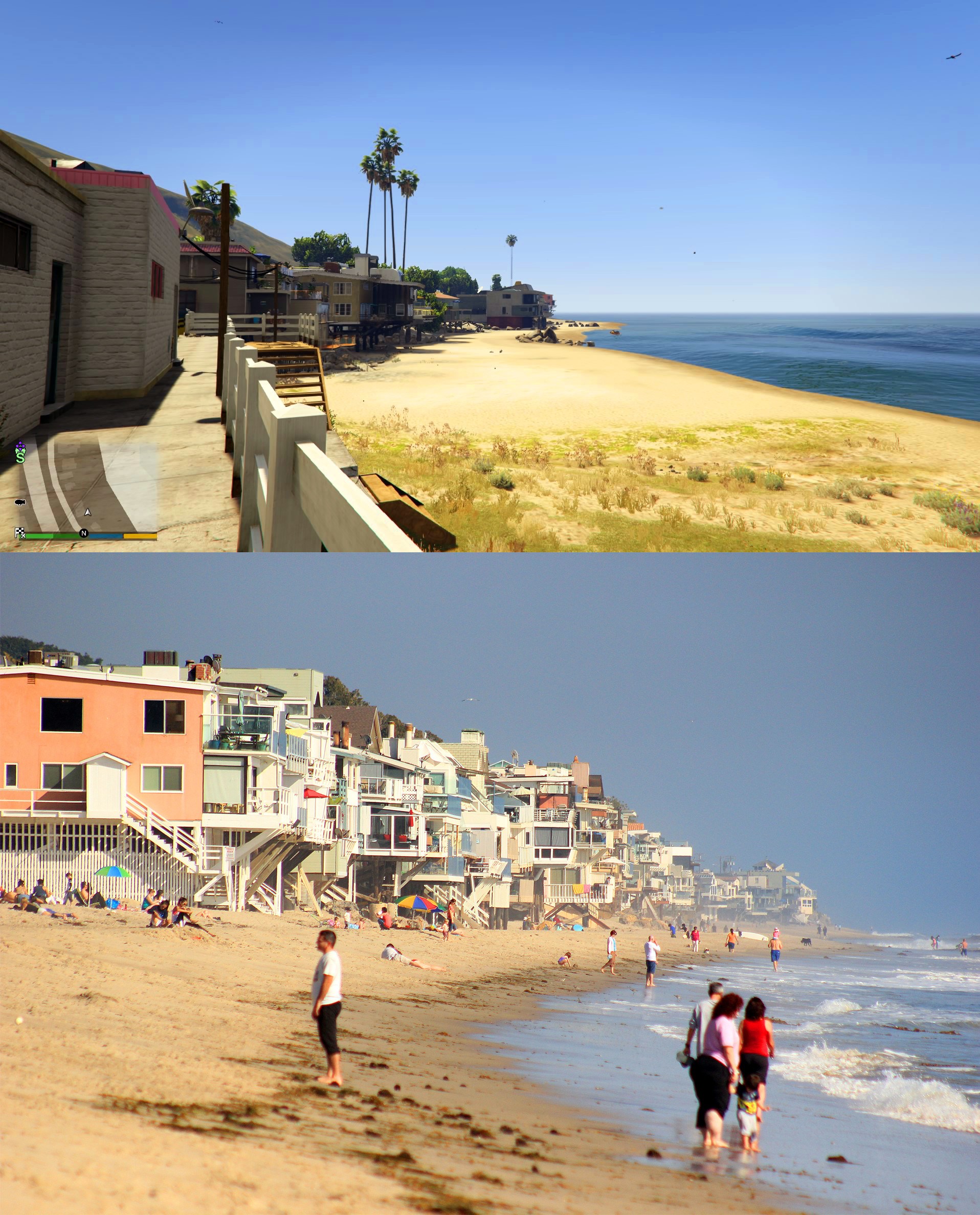 著名的圣莫妮卡海滩（游戏中的圣玛丽亚海滩，Santa Maria Beach）