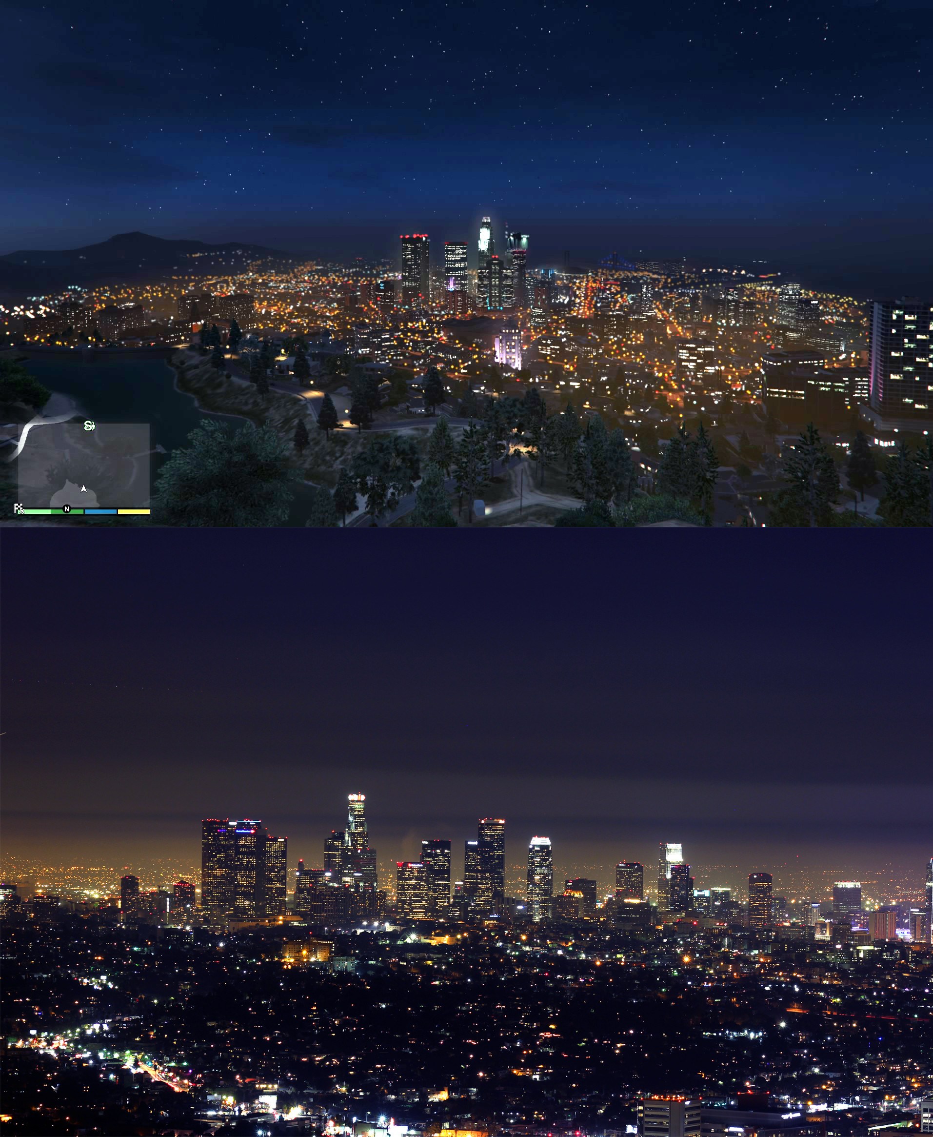 夜景对比。
