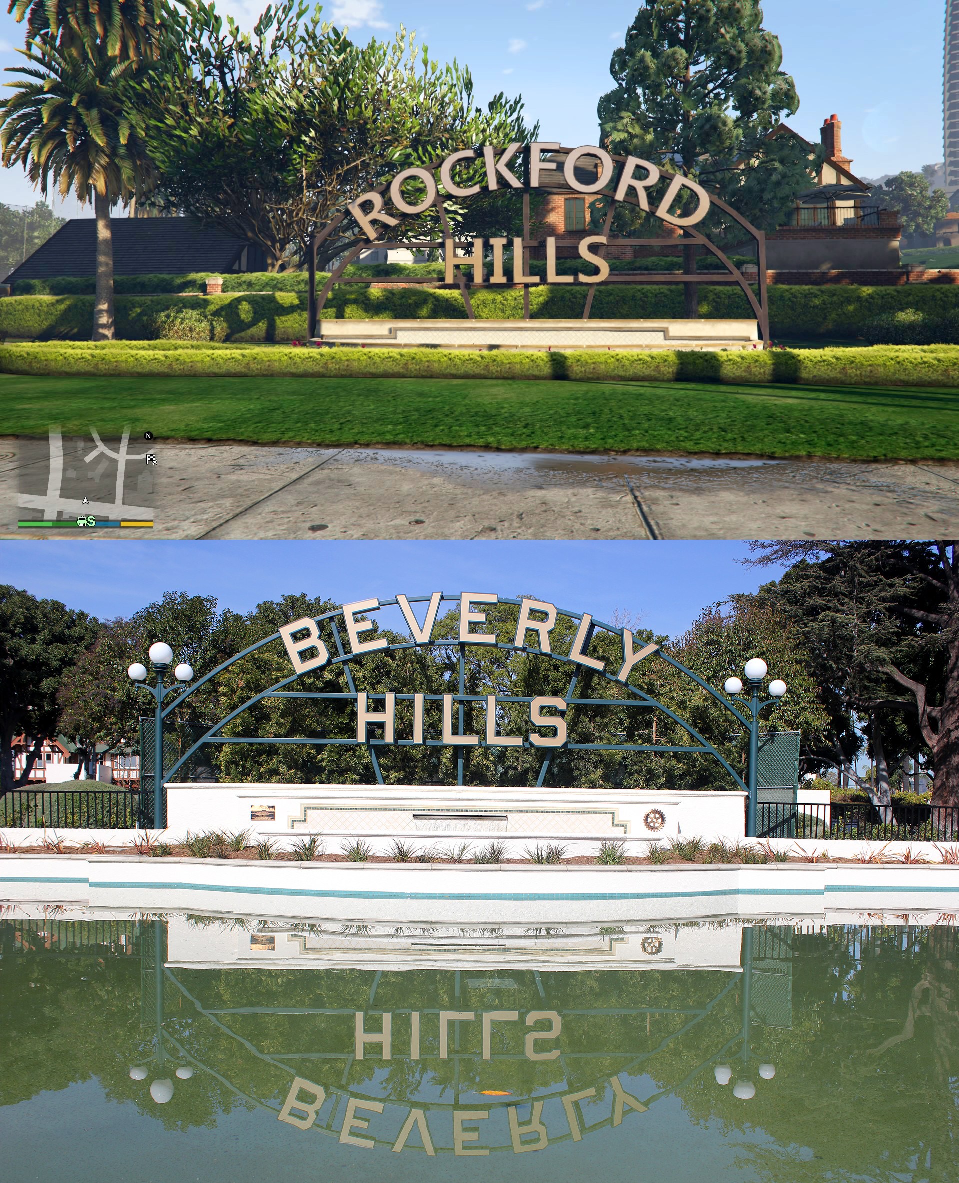 土豪们的聚居地比佛利山（游戏中都罗克福特山，Rockford Hills）。