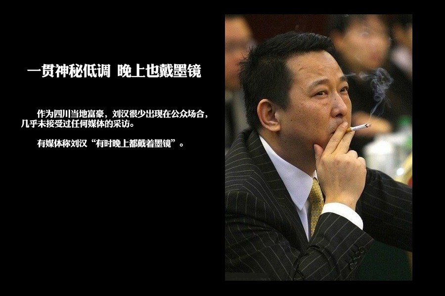 作为四川当地富豪，刘汉很少出现在公众场合，几乎未接受过任何媒体的采访。即便是其“汉龙系”的中层高管也很难得见真容。有媒体称刘汉“有时晚上都戴着墨镜”。“平日里一般都是单线联系，直接找下属，很少情况会是下属找他。”一名接近汉龙系的资本人士称。